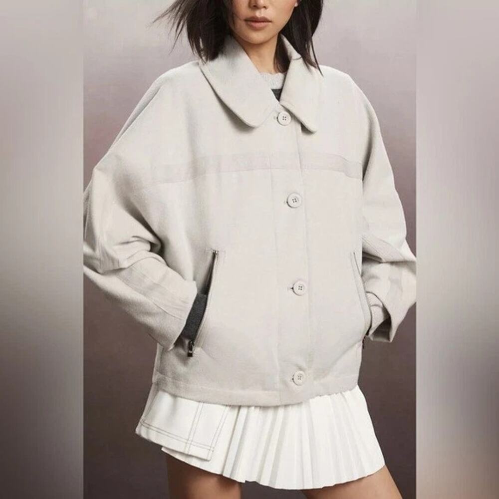 Pilcro Anthropologie Batwing Cozy Jacket Light Grey Large NEW NWT